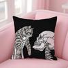 Creepy Skeleton Cat Halloween Pillow Case Short Plush Double-Sided Print Square Throw Pillow Covers Sofa Home Cushion Decor