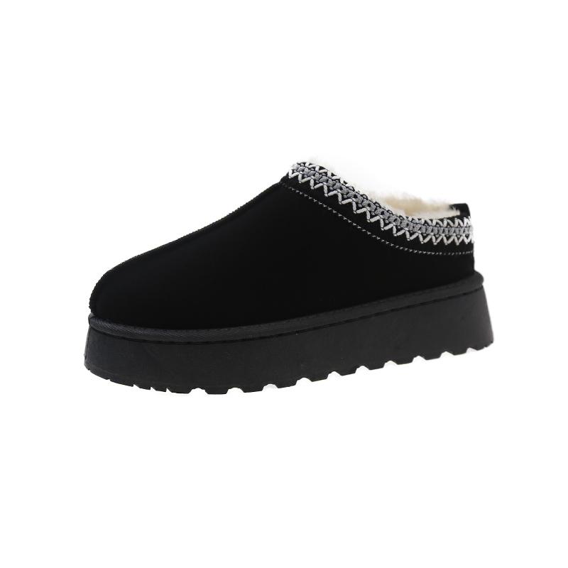 

Fashion New Winter Fashion Women Snow Warm Suede Leather Lazy Loafers Boots Shoes Women Female Flat Bottine Botas Boots Mules 2024 36 чёрный