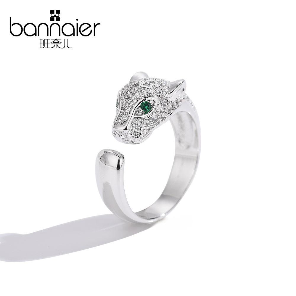 Популярное доминирующее кольцо с головой леопарда, полностью усыпанное бриллиантами, популярное кольцо для повседневной носки, открытое кольцо на указательный палец