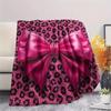 1Pc Pink&Black Bow Print Flannel Blanket, High quality Comfortable for All Seasons, Home Decor, Warmth and Comfort, Perfect for Christmas Gifts W28