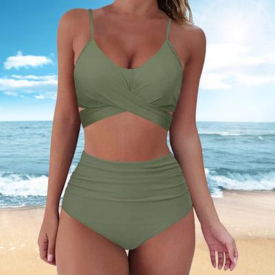 Swimming Suit Fashion High Waist Two Piece Swimming Suit Women Spaghetti Strap Bra Panties Swimsuit Women Swimsuit for Beach