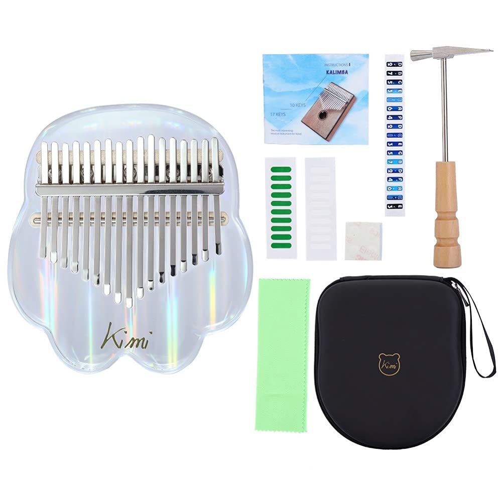 Kimi Karinba 17-Key Thumb Piano Kalimba Transparent Acrylic Case Cat Claw High-Performance Protective