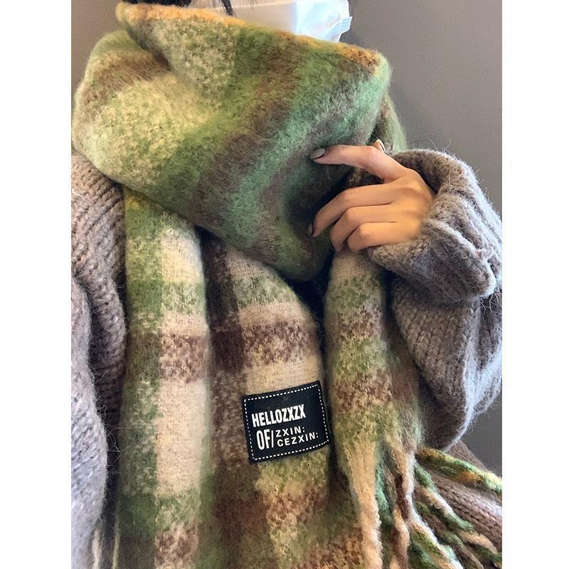Imitation mohair scarf female winter student warm versatile fashion patch scarf shawl male