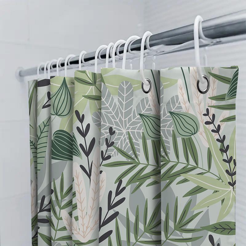 Colorful Floral Bath Curtain Printed Shower Curtain Decorative for Bathroom Home Decoration Set with Hooks (Red Purple Orange Ye