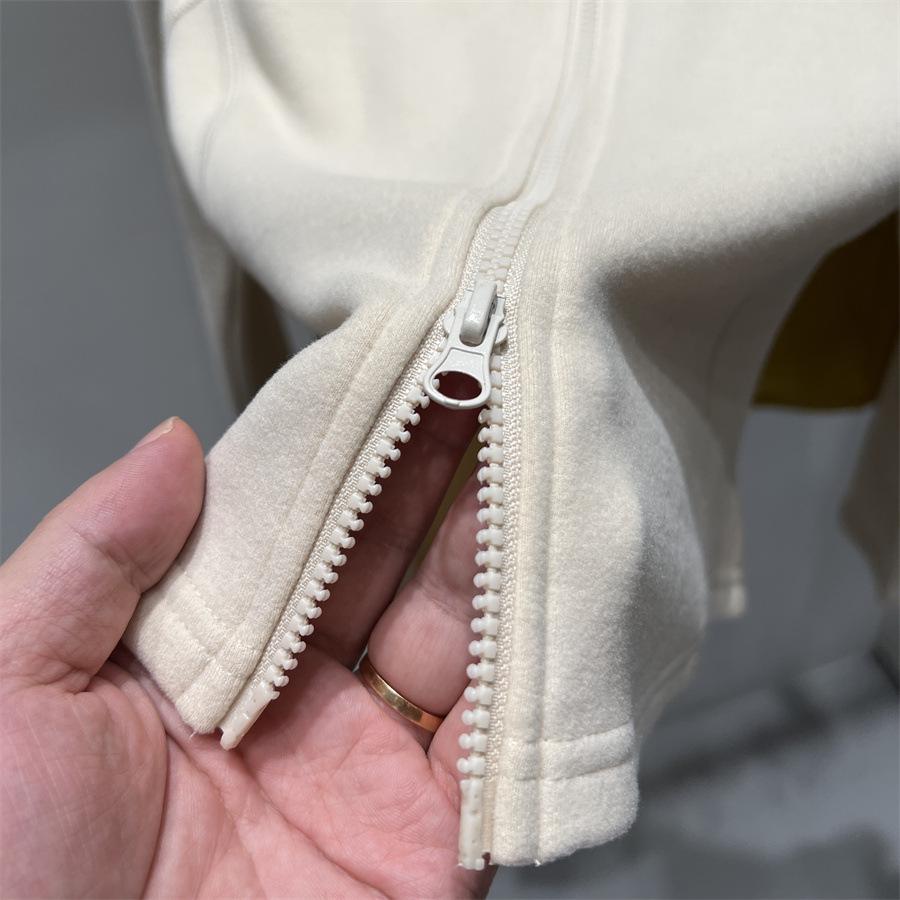 Women's Slim Fit Long Sleeve Thermal T-Shirt, Half-High Collar, Double-Sided Fleece, Double Zipper, Autumn/Winter 2025.