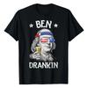 Ben Drankin 4th Of July Men USA Flag T-Shirt Men's 100% Cotton T-Shirt, Soft An