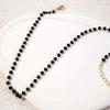 Catena con Perle di Cristallo Nero Poligonale Catena per Clavicola Semplice Stile Gotico Collana Gioielli per Donne