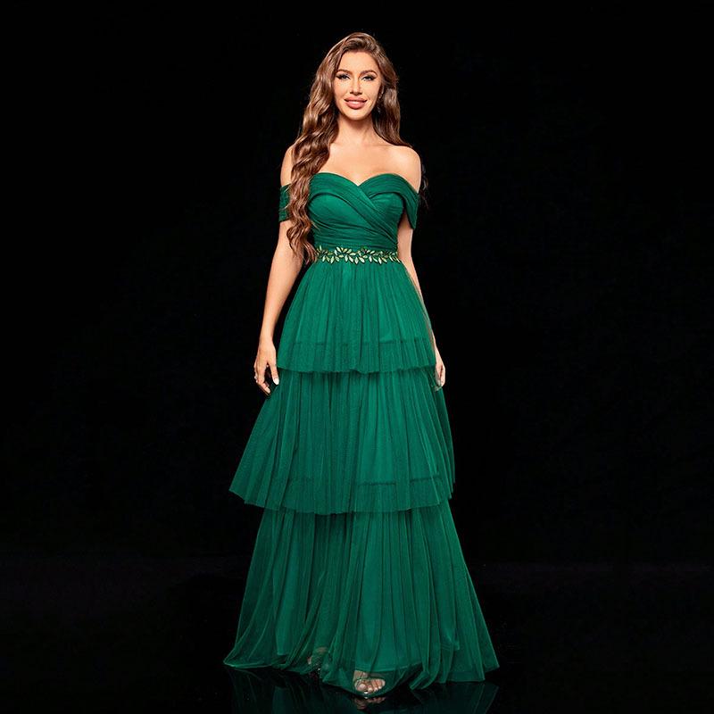 Elegant Mesh Tube Top Evening Dress - New French Style Celebrity Design