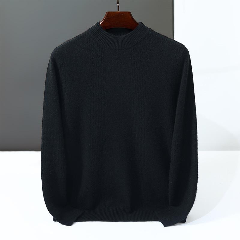 

New cashmere sweater men s semi-turtleneck jacquard sweater fashion knitted sweater soft waxy wool sweater 3XL