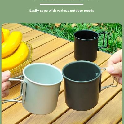 Tasse de Camping Extérieure avec Poignée Pliable Tasse Portable Ultra-légère en Alliage d'Aluminium Pour Randonnée en Plein Air Cuisine 300ml