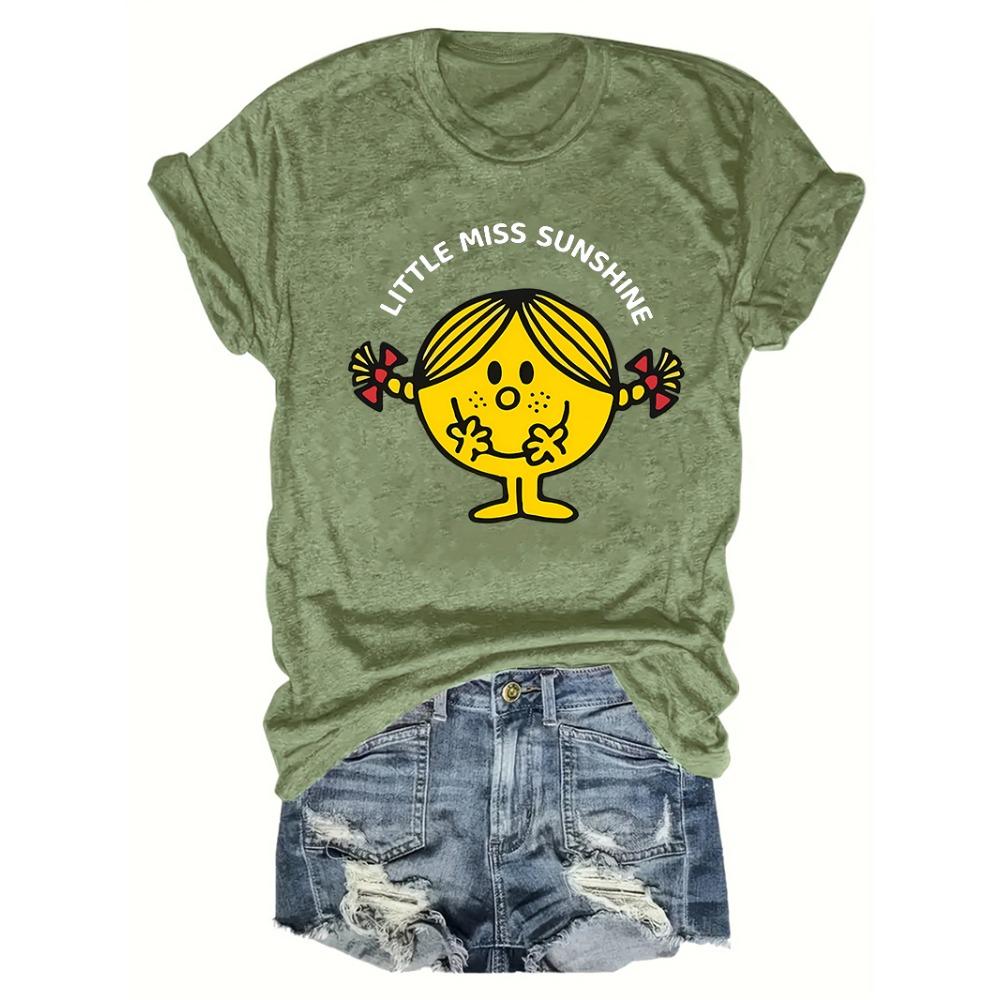 

Little Miss Sunshine Cartoon Girl Graphic Print Women T Shirt Short Sleeve Round Neck Summer Casual Tops for Women Clothes 6XL