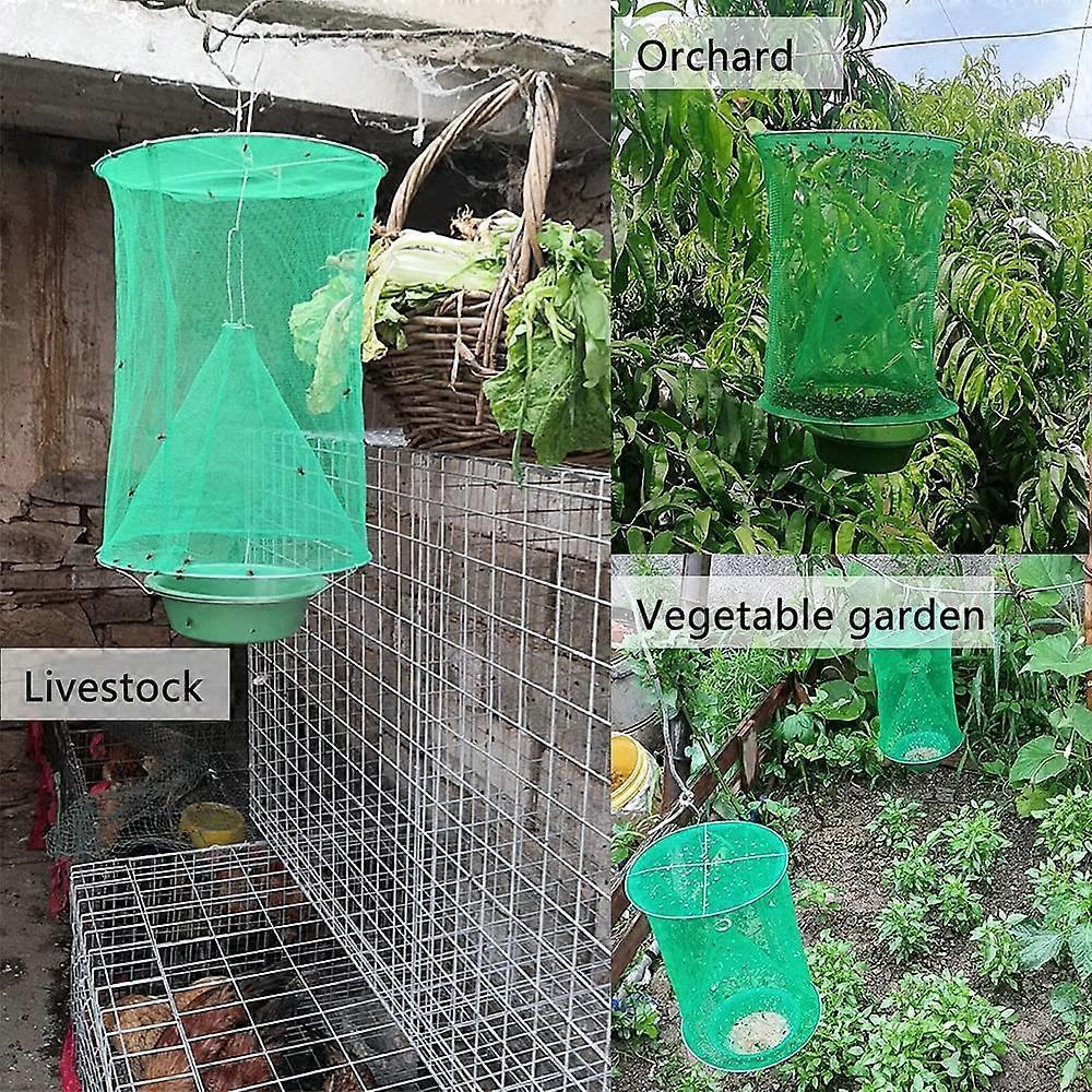 5 Pezzi Trappola per Mosche Insetti, Gabbia Rete Raccogli Mosche da Appendere per Ranch Pieghevole Riutilizzabile Trappola per Mosche per Giardino Esterno Fattorie Parchi