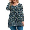Women's Plus Size Top, Garden Collar Long Sleeved Shirt, Fashionable Floral Print Casual Top
