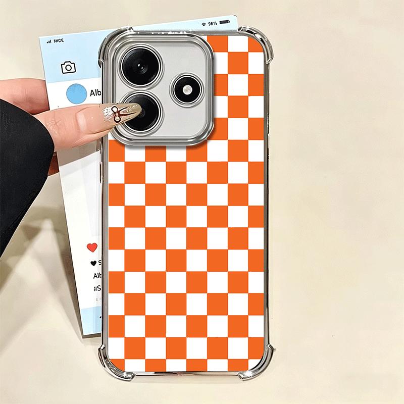 Retro Classic Chess Board Grid Soft Phone Case For Xiaomi Redmi Note 14 15 Pro Plus 13 12 11S 11T 5G 10 9S 9 Plating Anti-Fall F