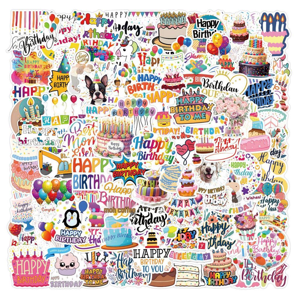 Happy Birthday Graffiti Stickers: 55 Fun DIY Designs for Water Bottles & Notebooks