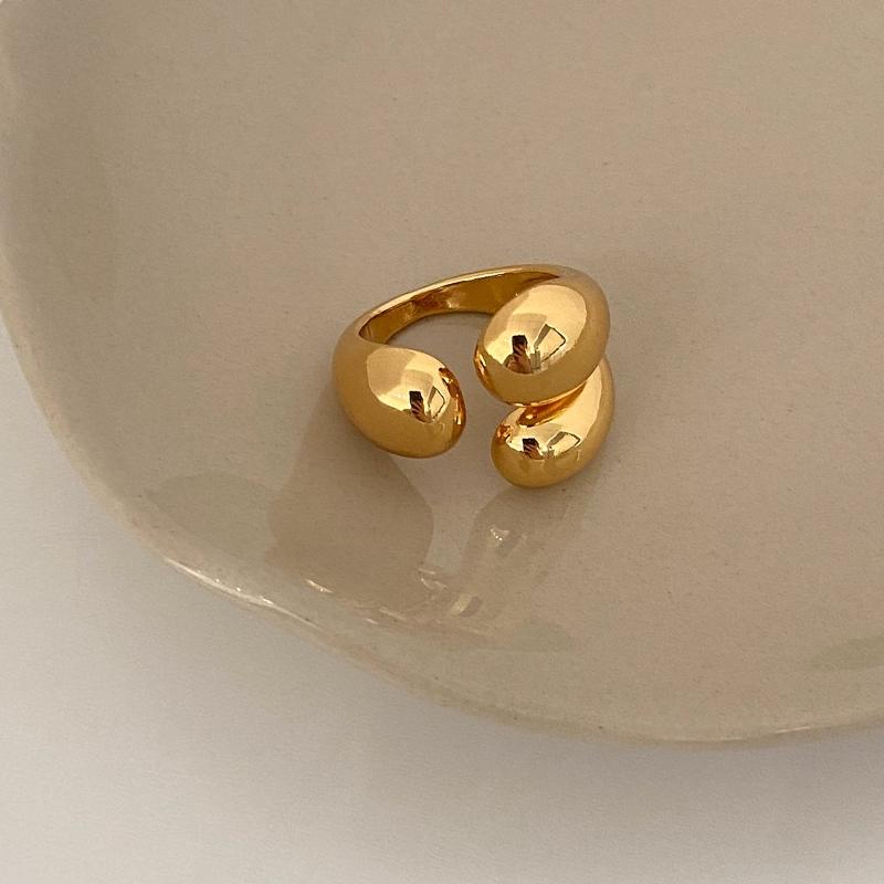 

ANENJERY Серебряные асимметричные кольца с каплями воды для женщин Простое модное открытое золотое кольцо корейский дизайн ювелирные изделия