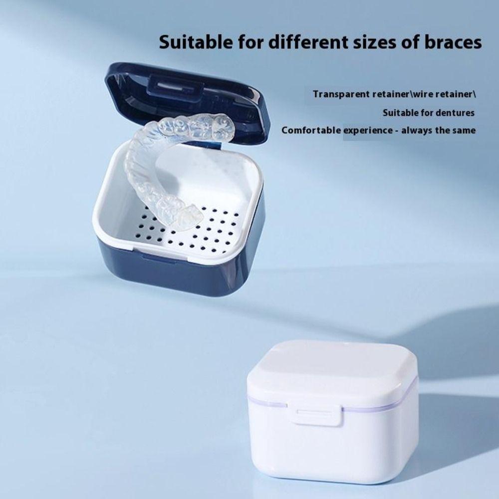 Travel Double Layer Braces Box Draining Mini Orthodontic Retainer Case Portable Denture Storage Box