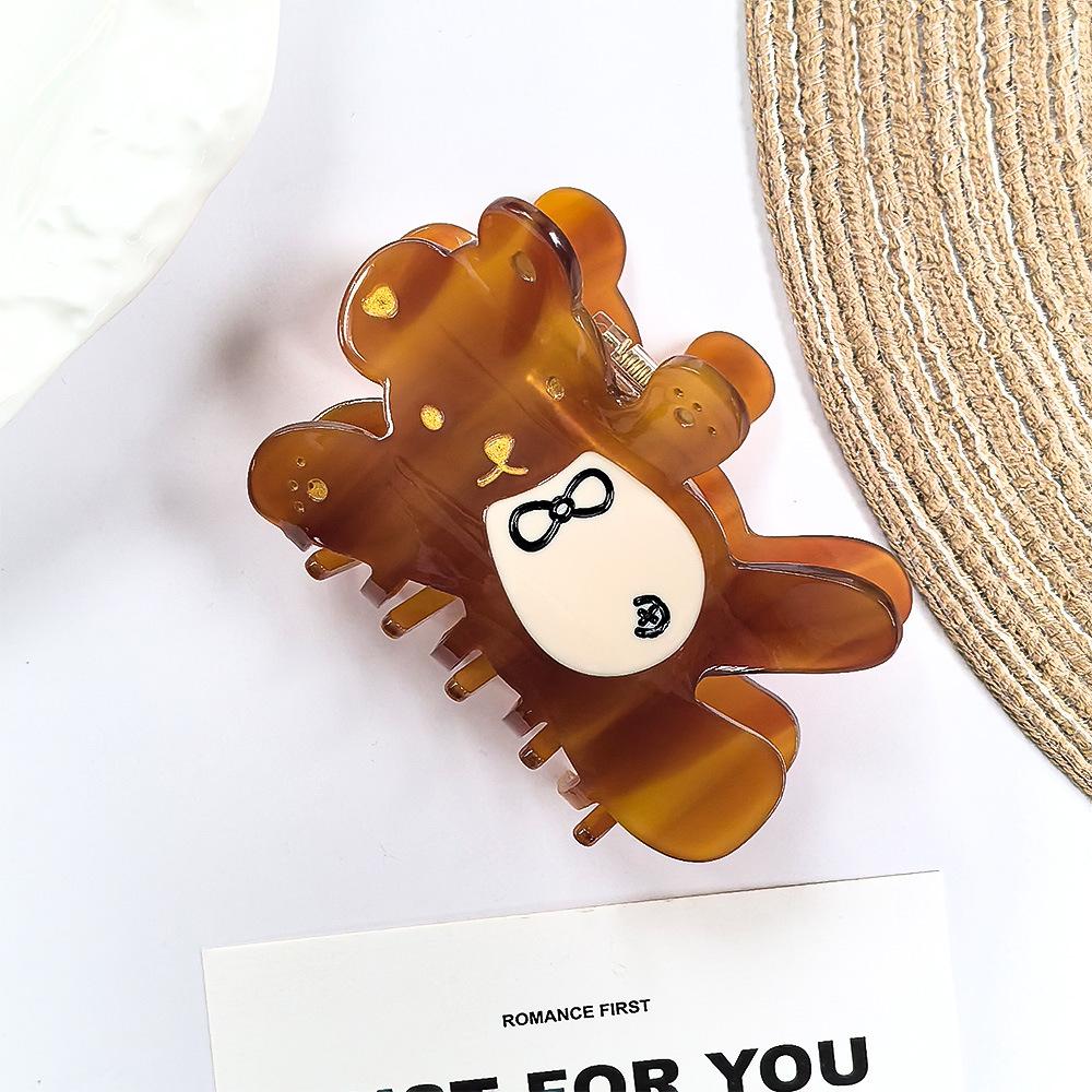 1pc \Little Bear Grab Clip Cartoon Cute Girl Accessories Daily Dressing Sweet Back of Head Shark Clip Medium Hair Grab