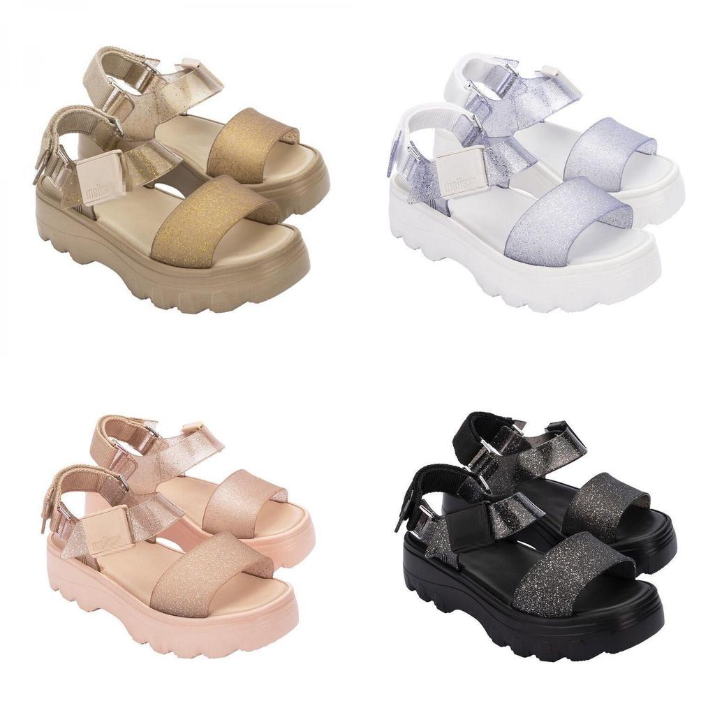 2023melissa Fashionable Melissa Women's Flat Sandals With Thick Soles Open Toe And Wide Straps