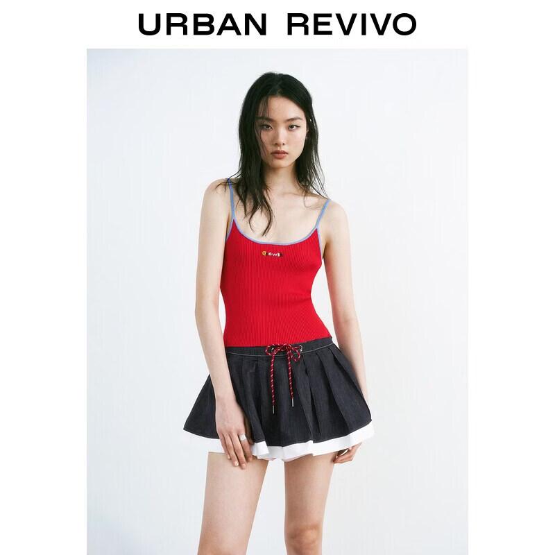 UR2026 Women s Color-Block Beaded Letter Knit Camisole S