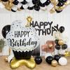 1pc Large Standing Black Golden Candle Cupcake-Shaped Aluminum Foil Balloon with Happy Birthday Letter Birthday Party Decoration