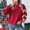 Women S Red Bow Crew Neck Long Sleeve Casual Sweatshirt
