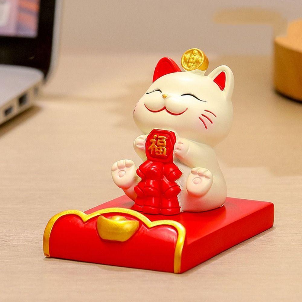 Chinese Style Lucky Cat Phone Holder Cute Cell Phone Bracket  Living Room Decoration