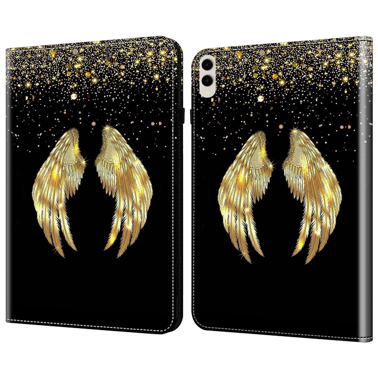 

Для Samsung Galaxy Tab S10 Ultra/S9 Ultra Чехол из ПУ кожи с отделениями для карт Чехол для планшета с принтом Gold Wings