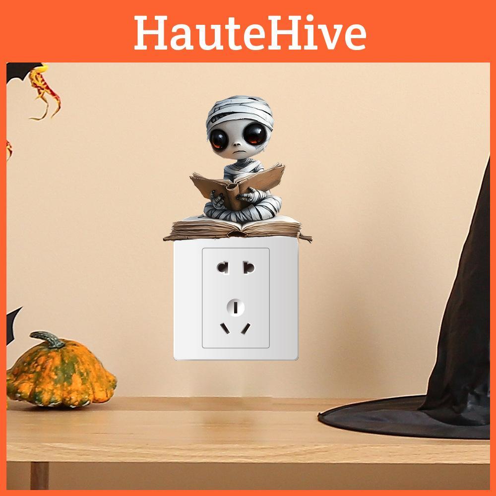Cute Reading Halloween Book Skeleton Switch Sticker Wall Sticker For Home Decor