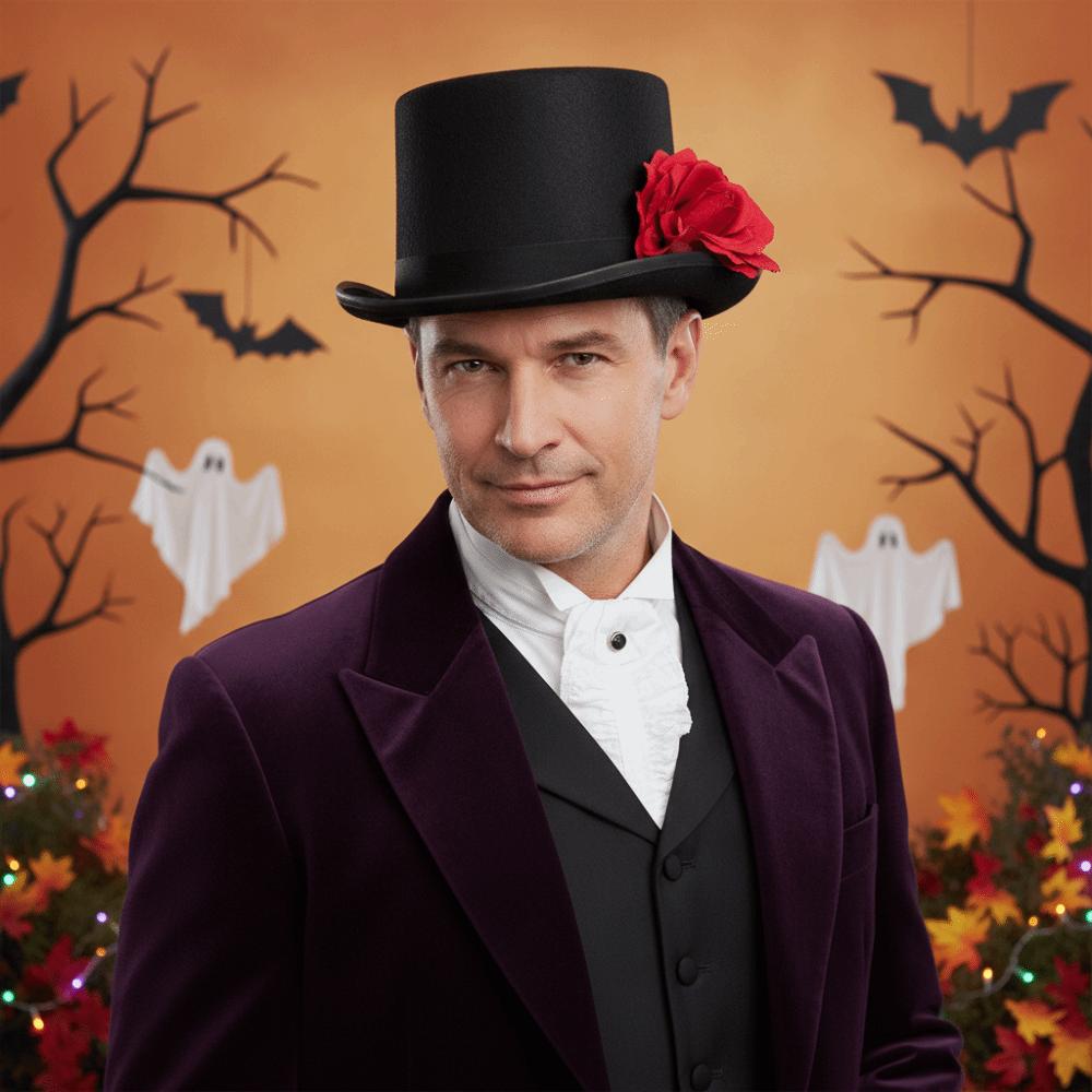 Artificial Rose Rose Gentleman Cap Vibrant Red Halloween Cosplay Headpiece Theme Photography
