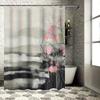 Abstract Black White Floral Shower Curtain For Bathroom Decorations 3D Printed Waterproof Fabric In Pink Yellow Colors Available