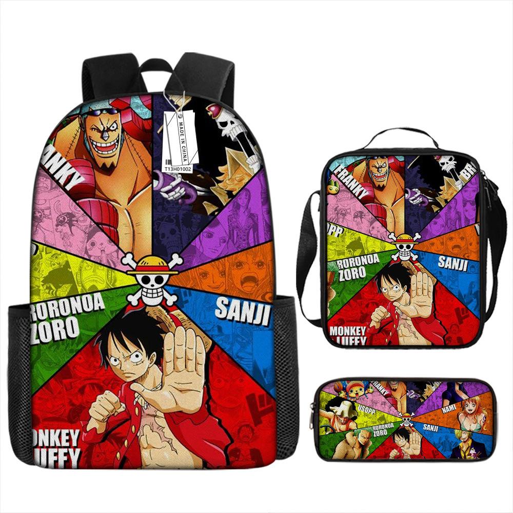 

Onepiece Backpack Student School Bag Luffy Backpack Satchel Pencil Case 17inch backpack