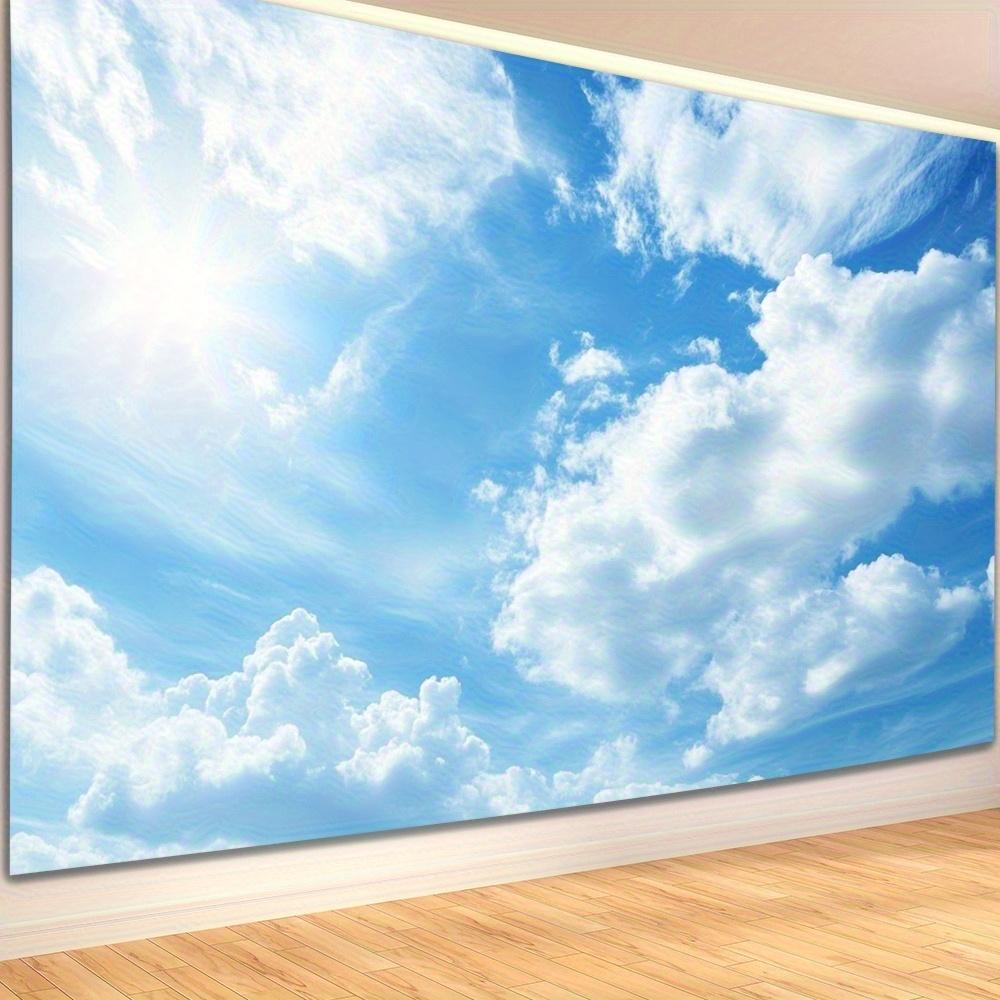 Himmelblå Moln Soliga Moln Landskap Tapestry Väggbonad Heminredning för Vardagsrum Sovrum Sovsal Perfekt Gåva för Högtid
