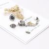 European & American Boho Retro Crown Water Drop Chain Earrings 4-Piece Set