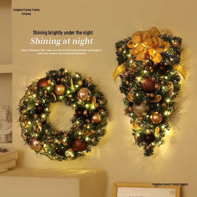 Christmas Rattan Wreath Ornament: Upside Down Door & Wall Hanging for Festive Decor & Photography