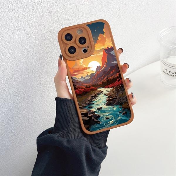 Sunrise Scenery Phone Case For iPhone 15 14 Plus Pro Max 13 12 11 Pro Max XR X XS 7 8 Plus Gorgeous Mountain River Soft Covers
