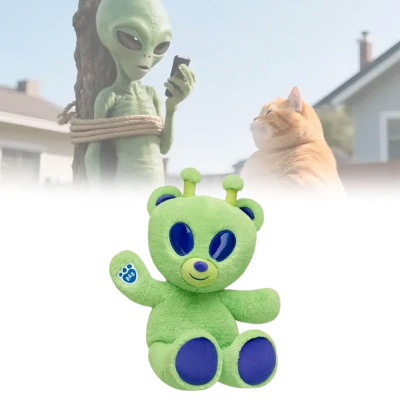Alien Green Bear Cute Cartoon Plush Toy Durable Short Childhood Doll Collection