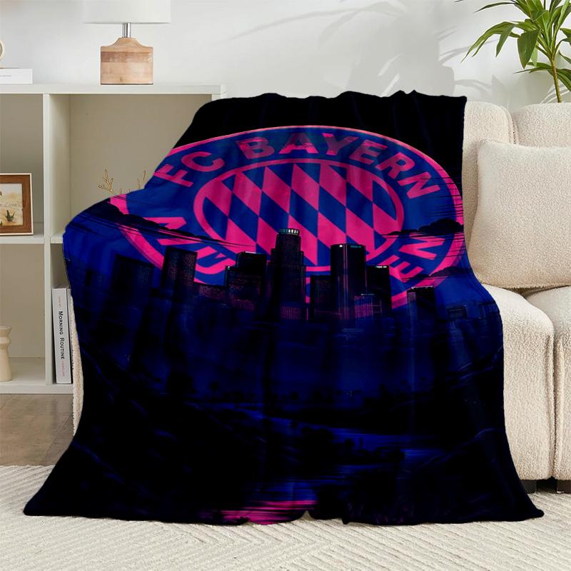1PC Football Club Neon Cityscape Flannel Blanket Gift, Suitable for Both Men And Women, Soft Ideal for Beds And Sofa, Birthday Or Christmas Gift
