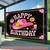 2D Retro Western Cowboy Themed Happy Birthday Backdrop for Kids & Teens Photoshoot