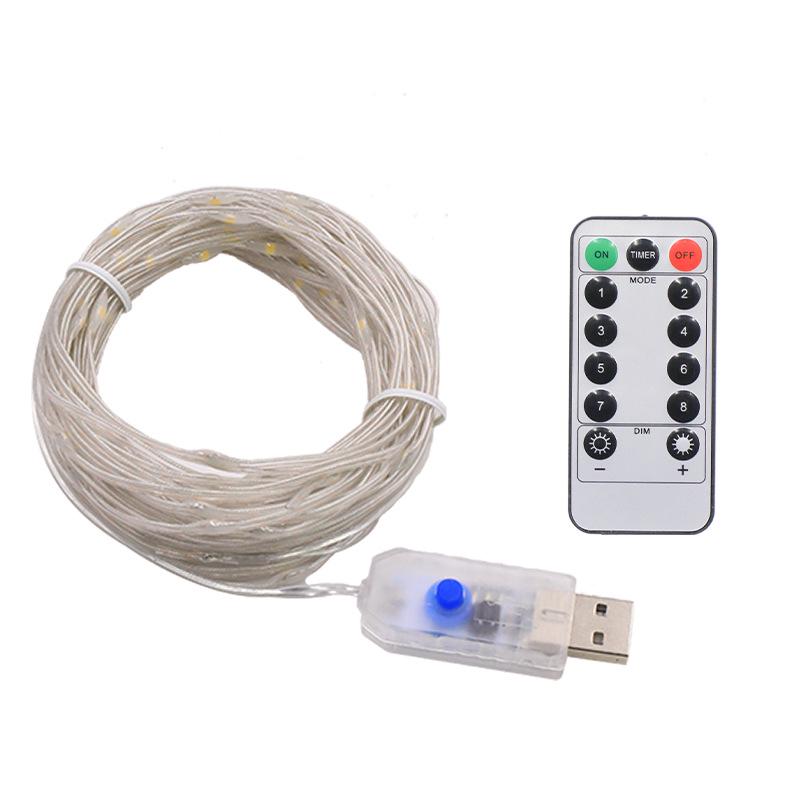 Waterproof LED Copper Wire String Lights with Remote Control - USB & Battery Operated for Christmas, Weddings, and Outdoor Camping Decorations