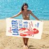 Blue and white striped beach towel with Mediterranean style and ocean elements swimming pool and beach quick drying towel