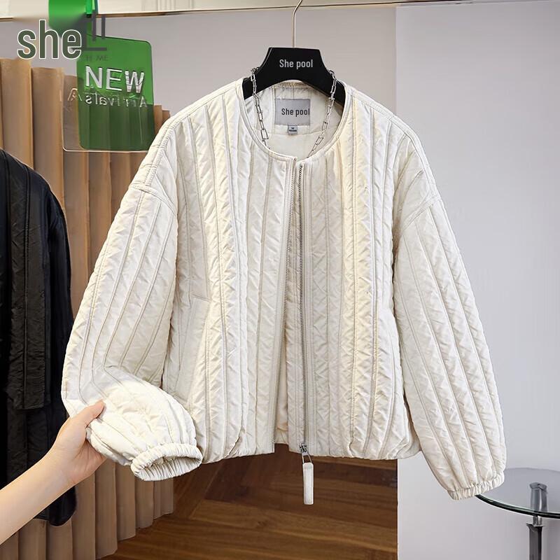 

Ta Chi Women s Round Neck Drop Shoulder Loose Casual Padded Jacket S