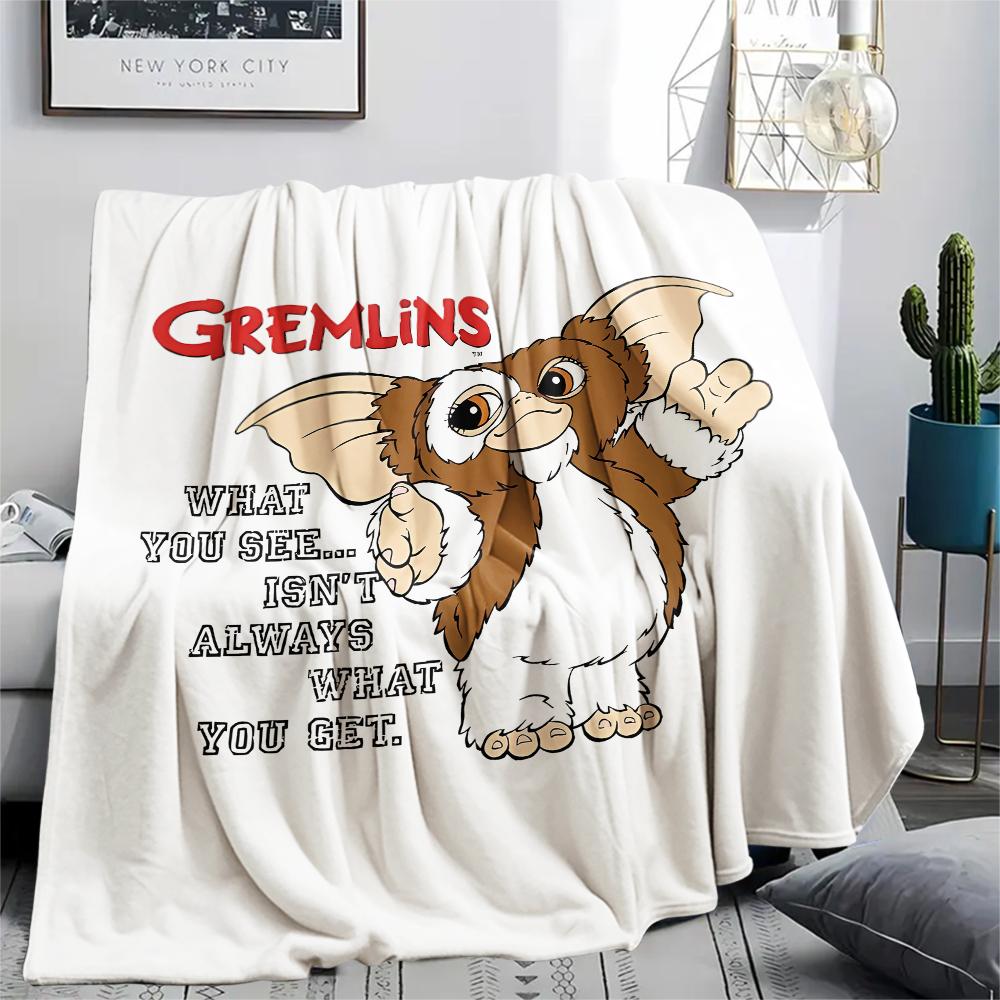 1PC Gremlins Print Flannel Blanket, High quality All Seasons, Home Decor, Warmth and Comfort, Perfect for Christmas Gifts