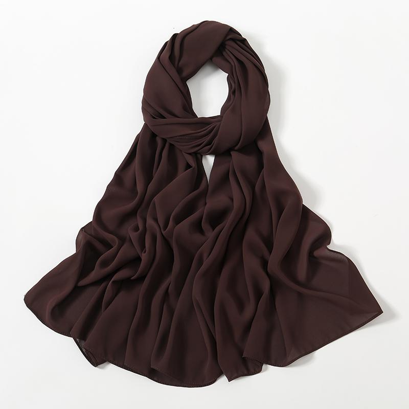 Women Heavy Chiffon Hijab Scarf Premium Chiffon Muslim Hijabs Plain Good Stitching Maxi Wrap Solid Color Musulman Femme Shawls