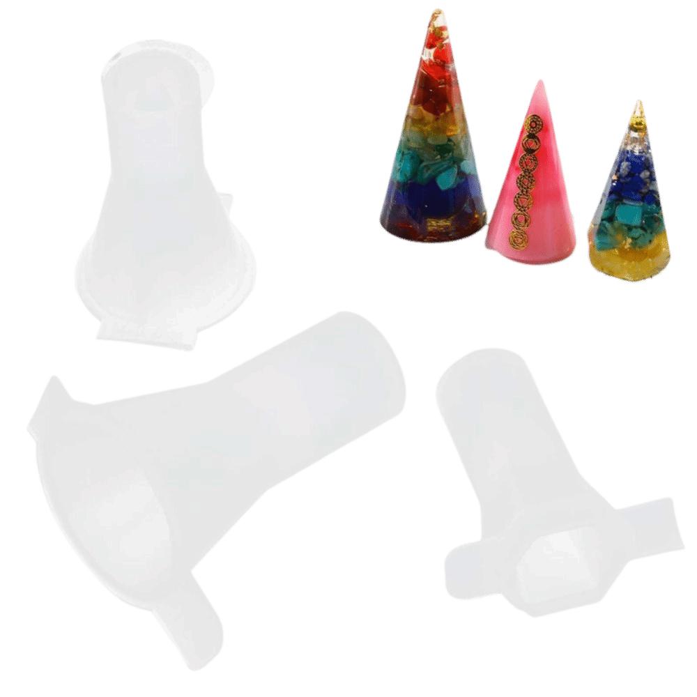 3pcs Transparent Cone Silicone Mould Hexagonal Cone Pyramid Shape DIY Jewelry Mould Easy to Separate Clean Resin Mould