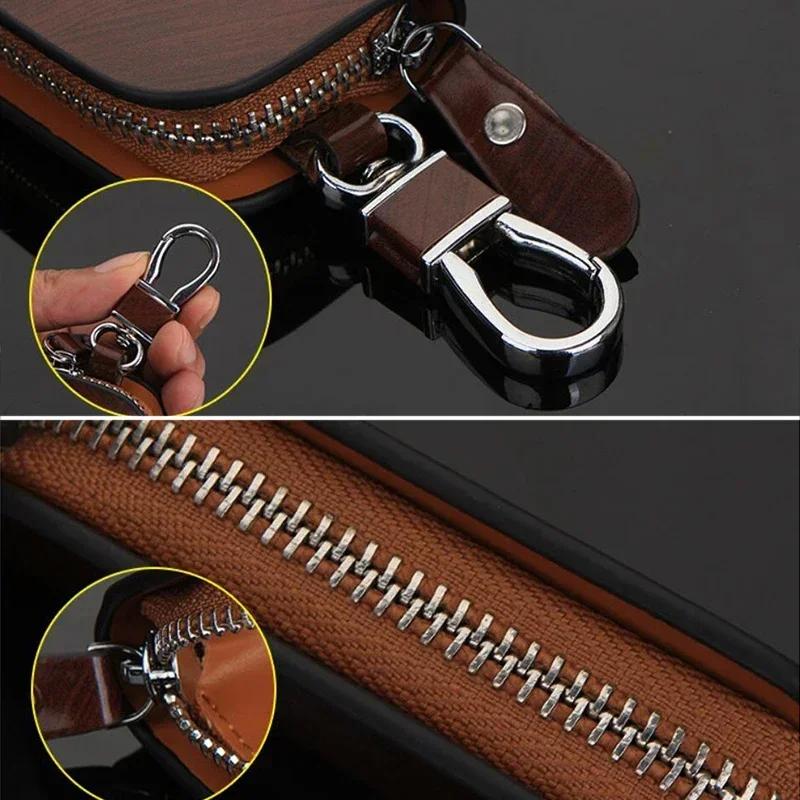 Leather Car Key Bag Keychain Protective Case Wallet For Mitsubishi Lancer ASX Pajero Mirage Attrage Xpander Outlander