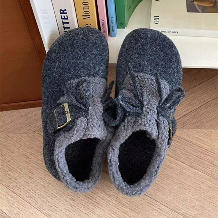 Retro fleece casual shoes trendy thickened warm shoes bag heel fluffy shoes