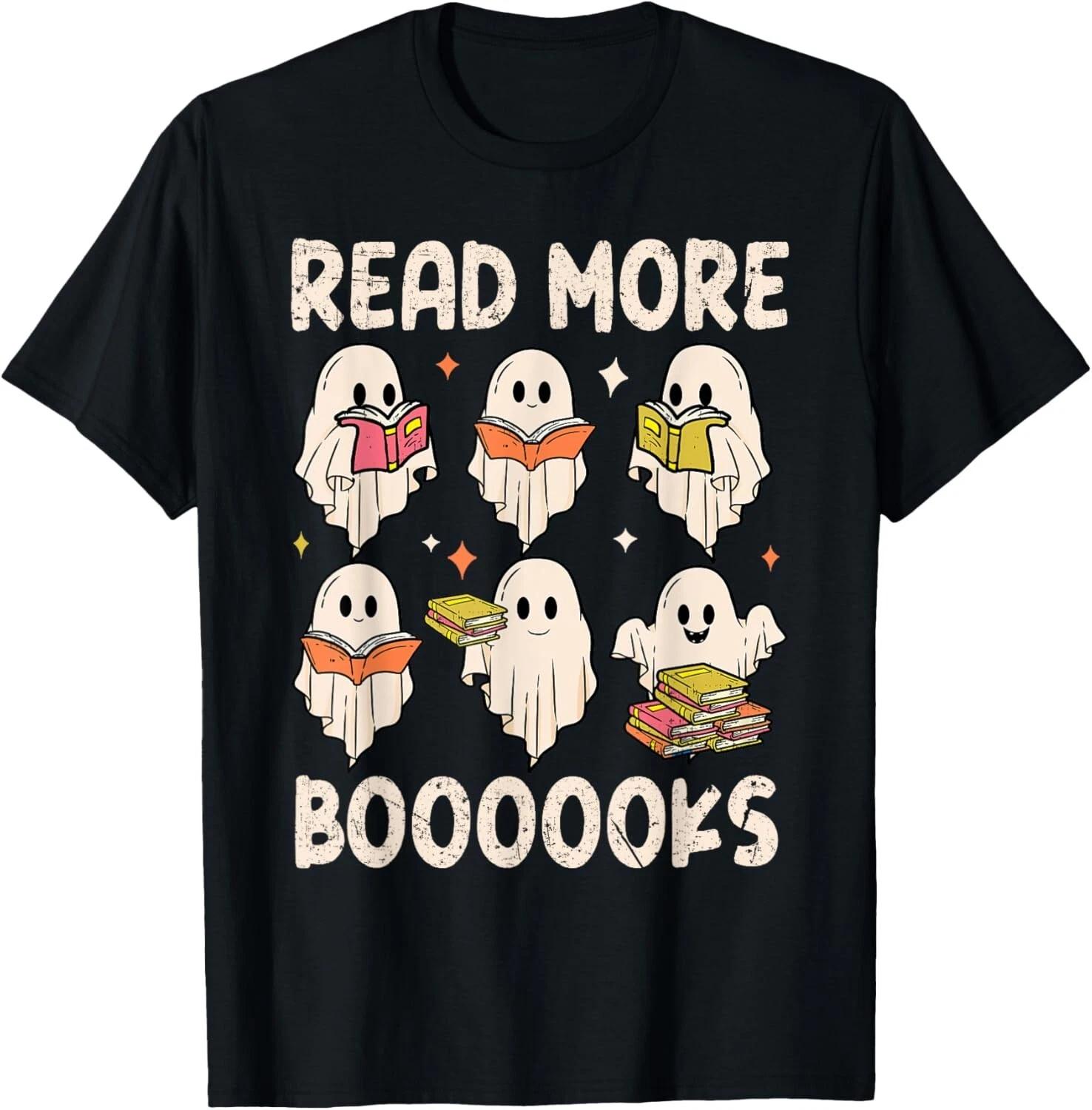 Groovy Halloween Ghost Read More Boooooks Librarian Teacher T- Shirt 4XL