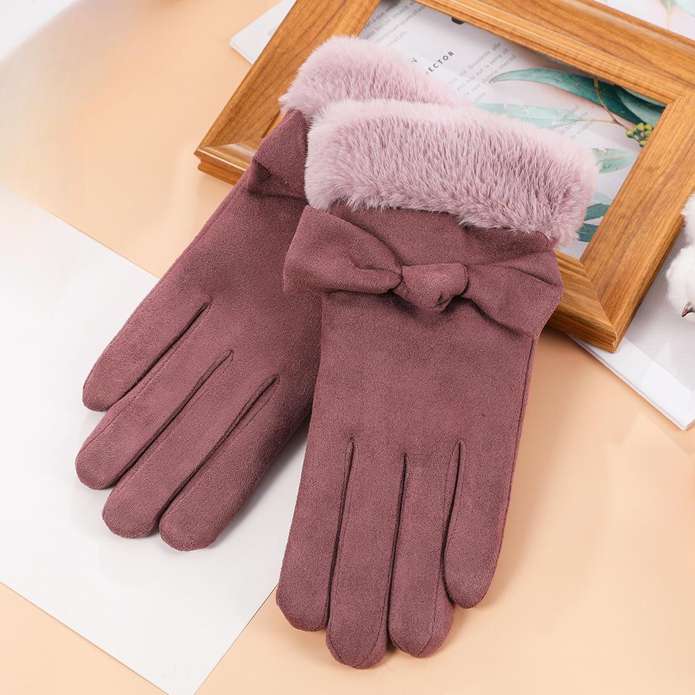 Warme Handschuhe für Damen Wildlederhandschuhe Autofahren Outdoor Radfahren Plus Samt Verdickt Touchscreen Herbst- und Winterhandschuhe