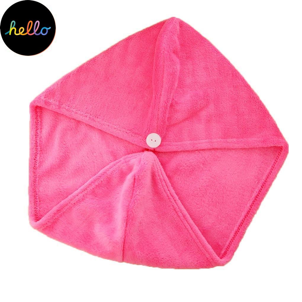 Coral Velvet Hair Drying Towel Ultra Absorbent Twist Head Turban Drying Cap Bat ng Button Hat